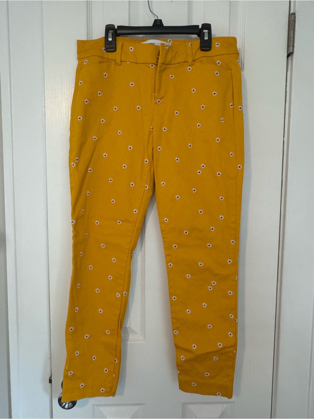 Old Navy Mustard Yellow Daisy Print Cropped Pants Sz4
